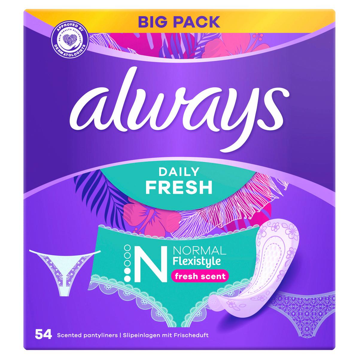 Always DAILY Slipeinlagen Fresh Flexistyle Normal mit Frischeduft BigPack 54 Stück