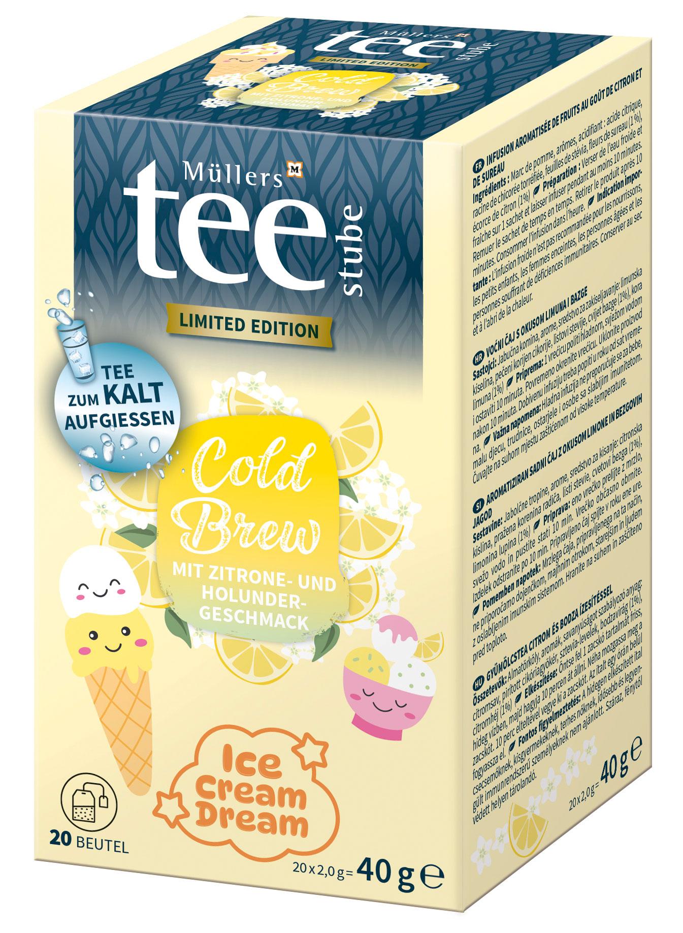 Müllers Teestube Cold Brew Zitrone Holunderblüte