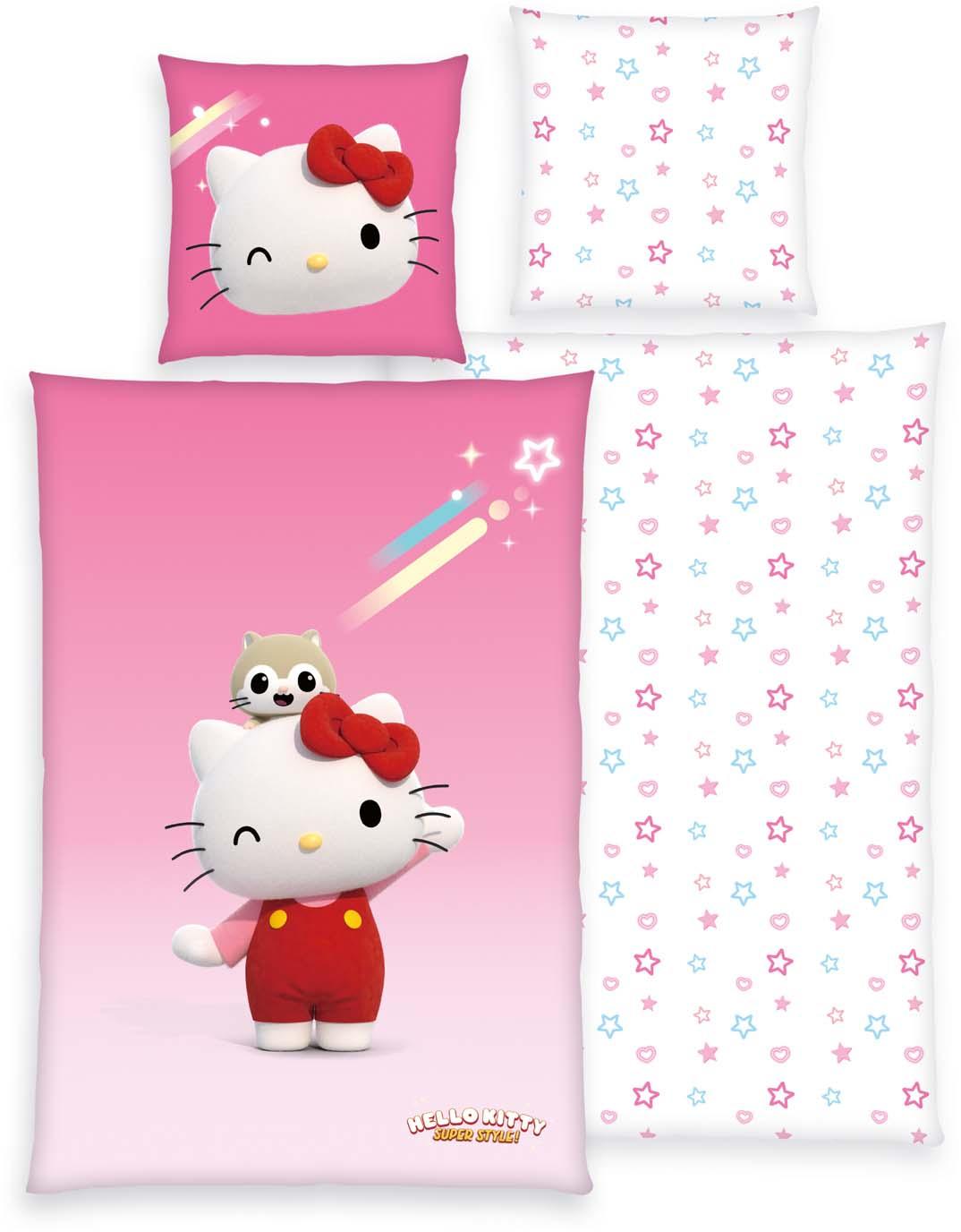 Hello Kitty Kinderbettwäsche 80x80cm, 135x200cm