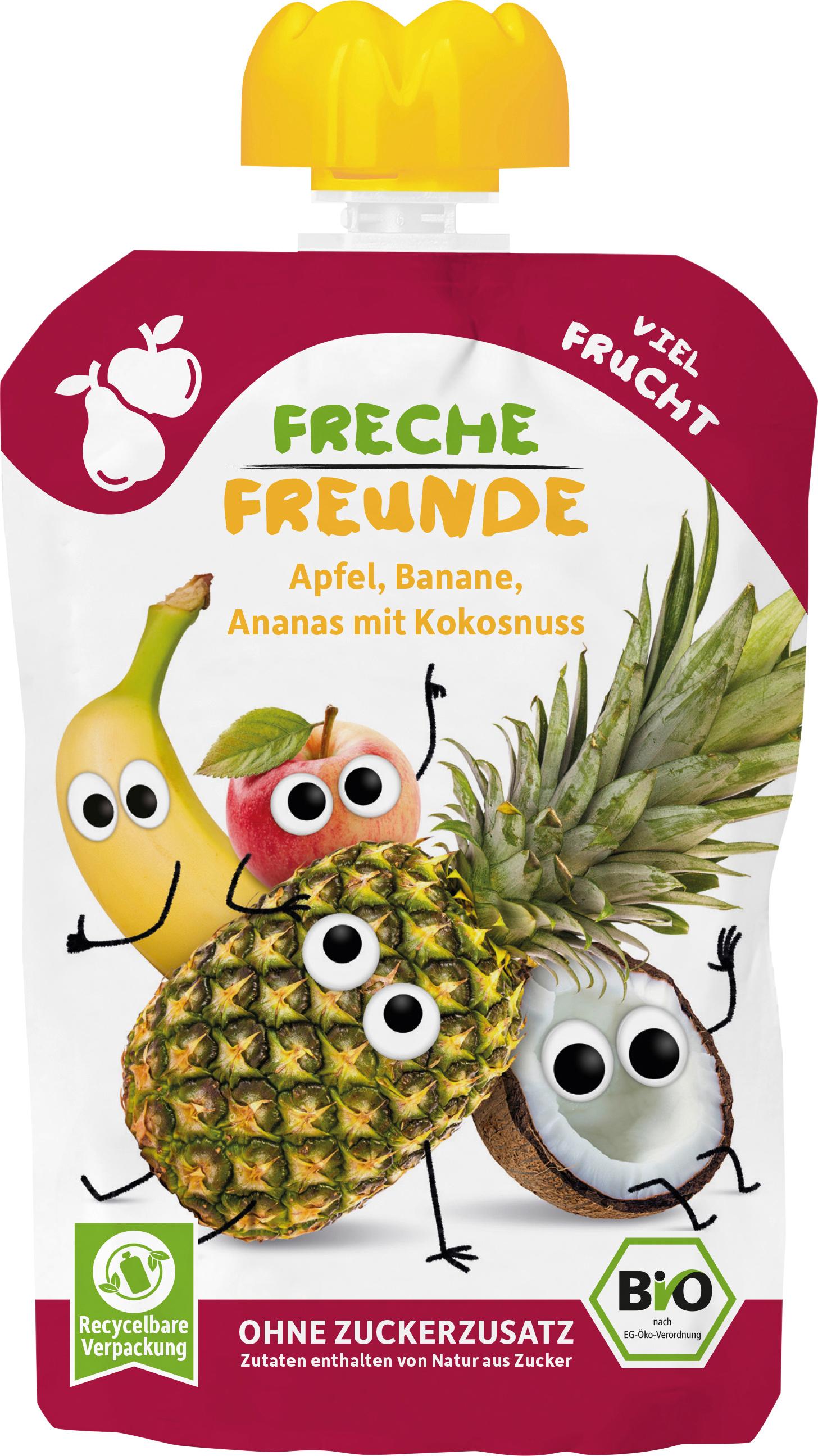 Freche Freunde Bio Quetschie 100% Apfel, Banane, Ananas&Kokosnuss