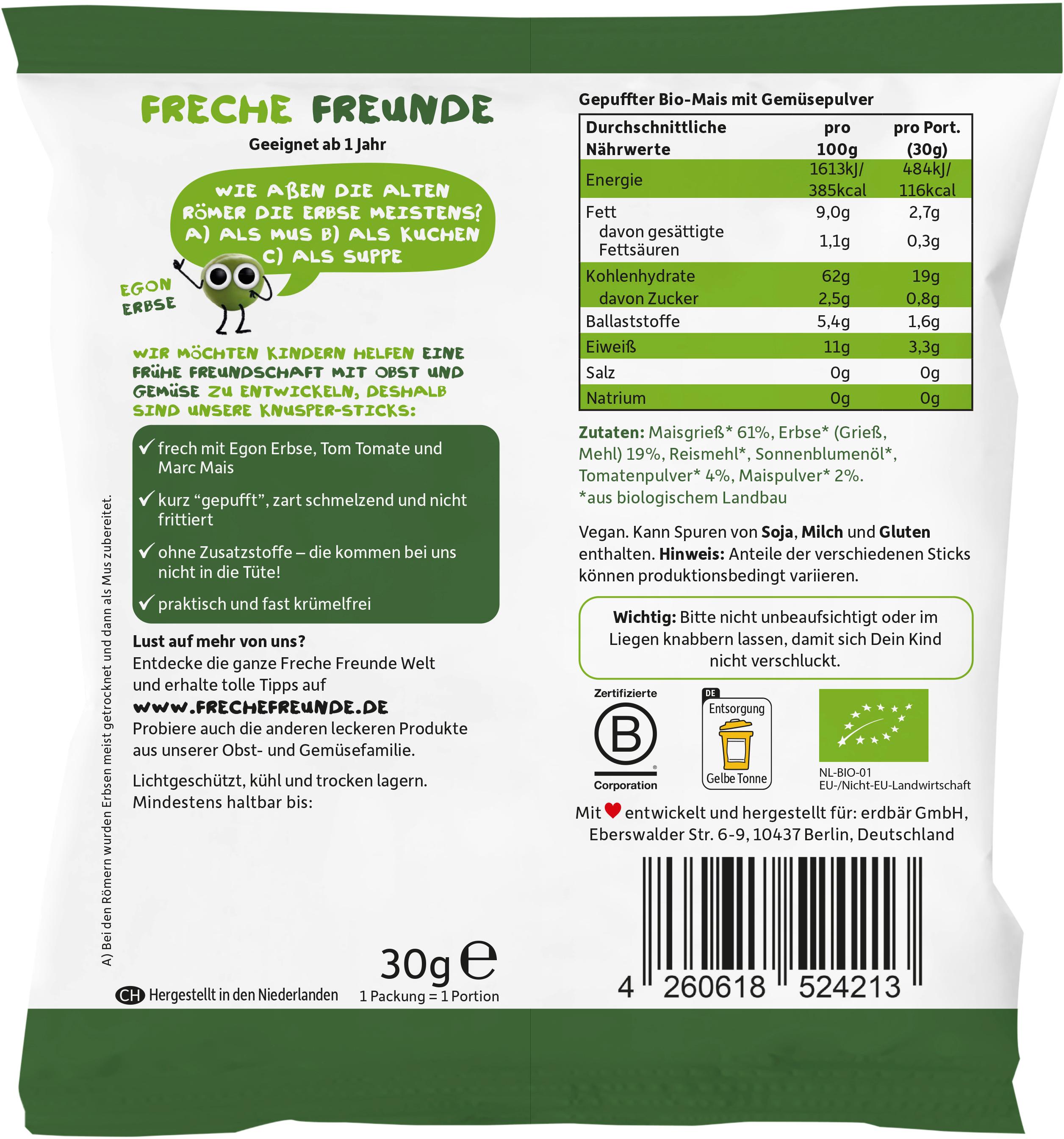 Produktbild Freche Freunde Bio Knusper Sticks-Dreierlei Gemüse 3 von 11